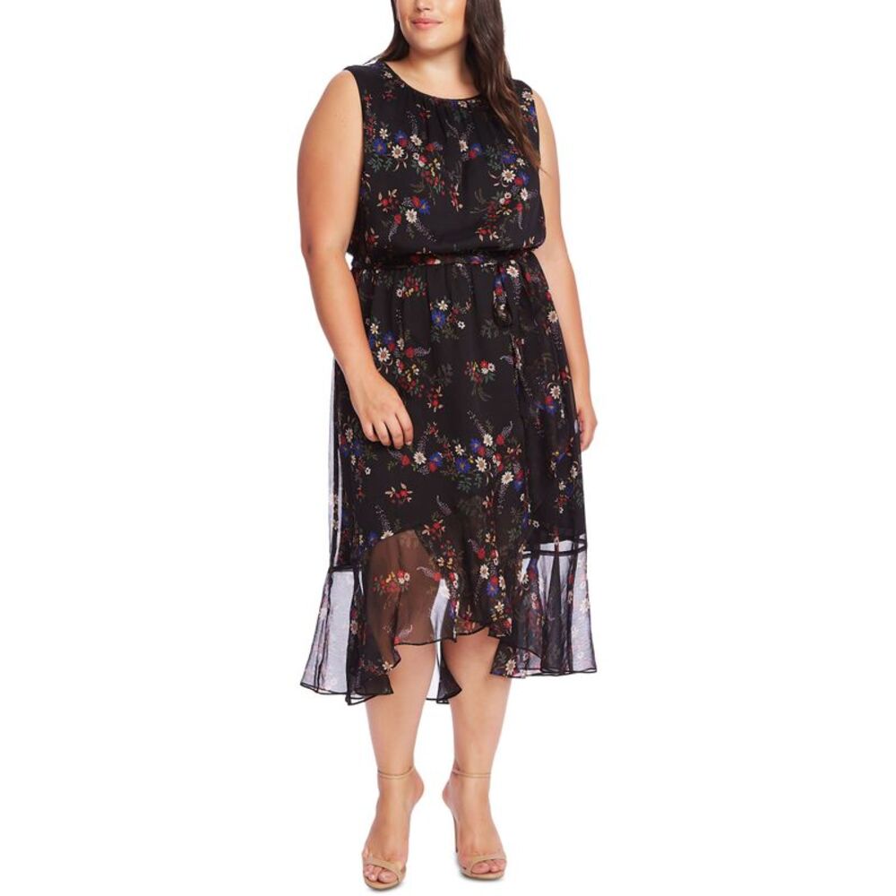 Vince Camuto Plus Size Sleeveless Printed Belted Dress